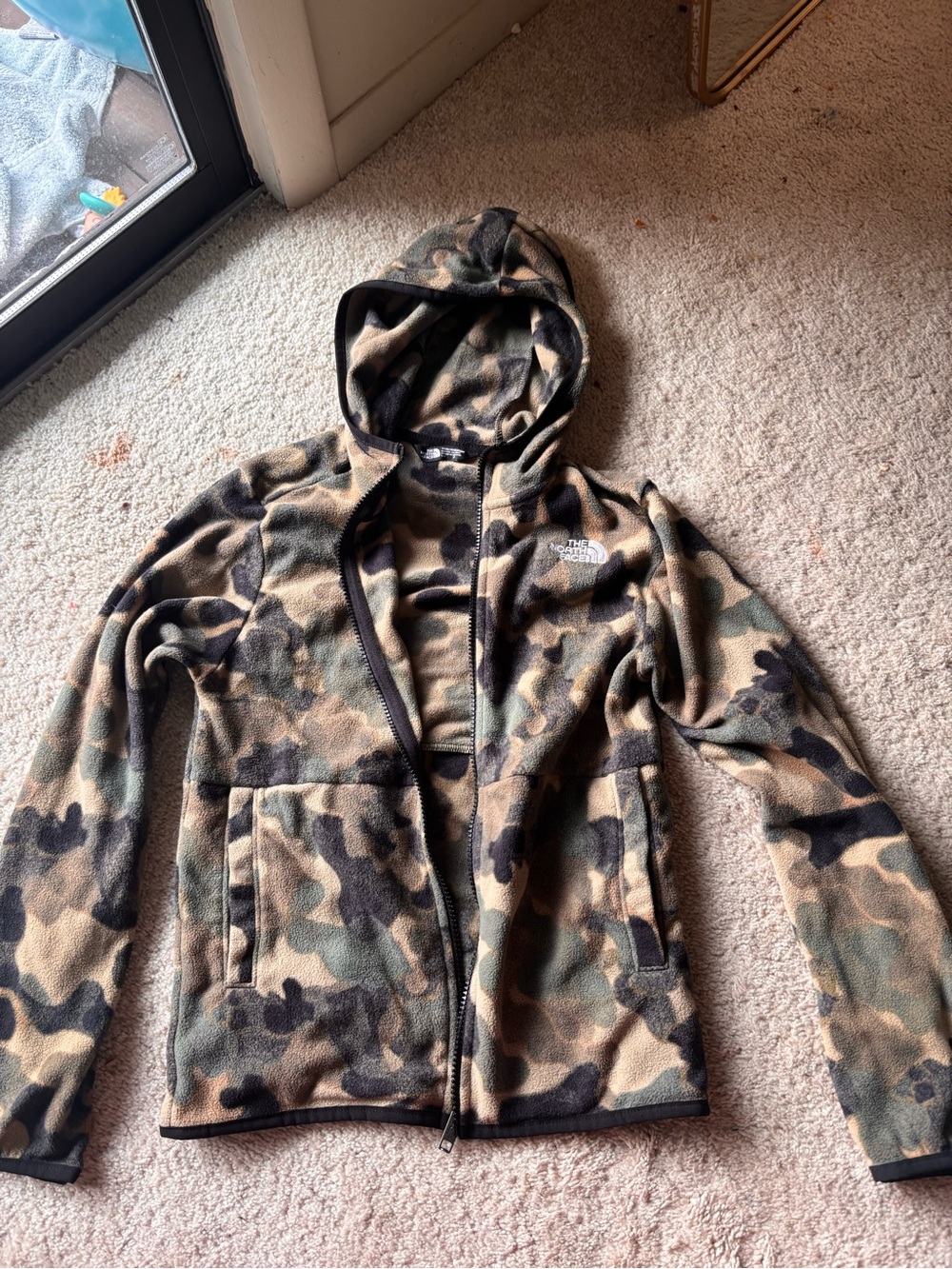 The North Face YOUTH BOYS Camo Fleece Hoodie Jacket - Green/Brown/Black